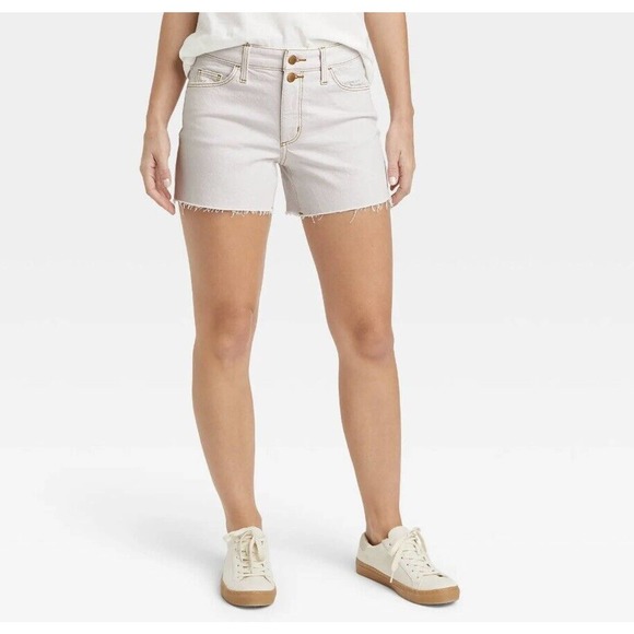 Universal Thread NEW High-Rise Vintage Midi Jean Shorts Mindful Mint Green Sz 10 - Picture 3 of 9